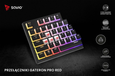 Klawiatura mechaniczna bezprzewodowa PHENIX, Gateron Red Pro, Pudding Savio