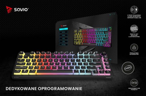 Klawiatura mechaniczna bezprzewodowa PHENIX, Gateron Red Pro, Pudding Savio