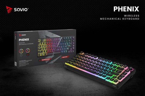 Klawiatura mechaniczna bezprzewodowa PHENIX, Gateron Red Pro, Pudding Savio