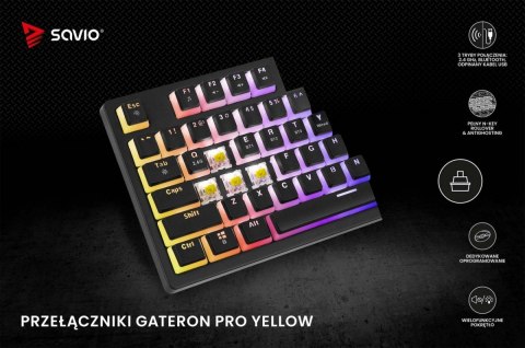 Klawiatura mechaniczna bezprzewodowa PHENIX, Gateron Yellow Pro, Pudding Savio