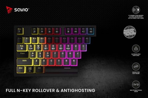 Klawiatura mechaniczna bezprzewodowa PHENIX, Gateron Yellow Pro, Pudding Savio