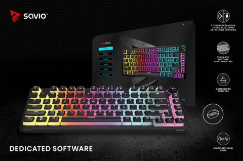 Klawiatura mechaniczna bezprzewodowa PHENIX, Gateron Yellow Pro, Pudding Savio