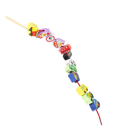 Klocki drewniane do nawlekania pojazdy znaki drogowe Kik Sp. z o. o. Sp. k.