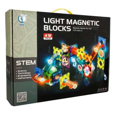 Klocki magnetyczne konstrukcyjne marble tor kulkowy świecący 49 elementów Kik Sp. z o. o. Sp. k.