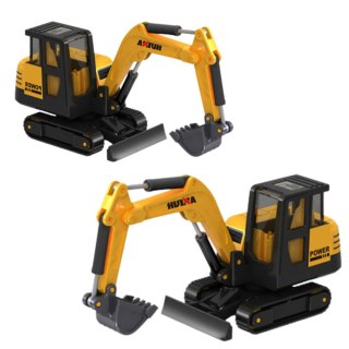 Koparka Gąsienicowa Metalowa Model Kolekcjonerski Huina Żółta1:80 HUINA