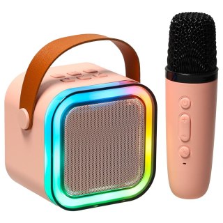 Zestaw do karaoke głośnik Bluetooth mikrofon USB LED różowy Kik Sp. z o. o. Sp. k.