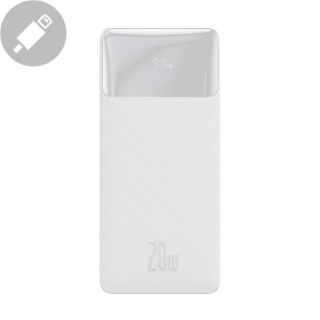 Bipow powerbank z szybkim ładowaniem 20000mAh kabel USB-A microUSB 0.25m biały BASEUS