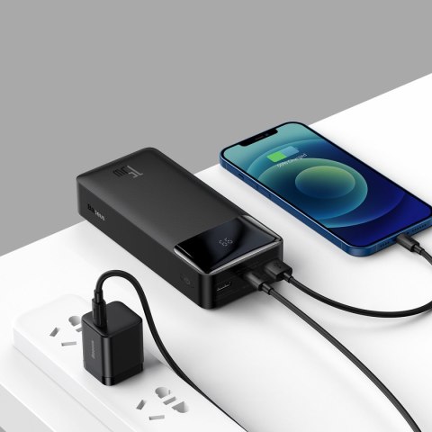 Bipow powerbank z wyświetlaczem 30000mAh kabel USB-A microUSB 0.25m czarny BASEUS