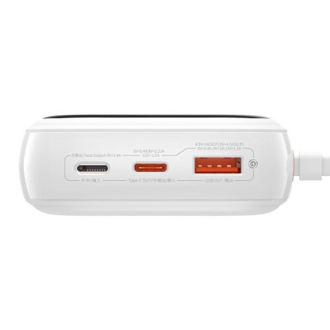 Powerbank z szybkim ładowaniem 20000mAh 22.5W QC-PD-SCP-FCP kabel USB-C biały BASEUS