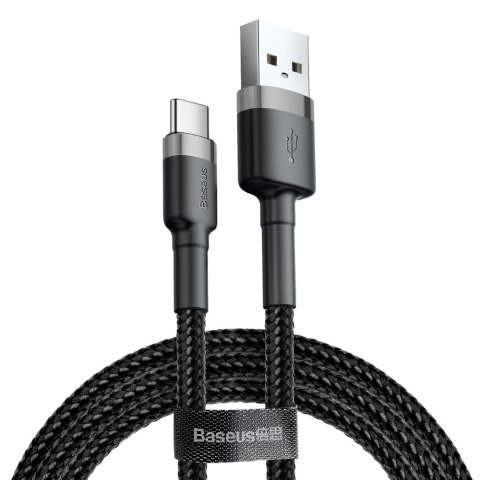 Wytrzymały kabel przewód w oplocie USB do USB-C QC3 0.5m - czarno-szary BASEUS