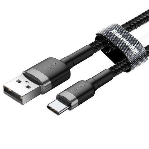 Wytrzymały kabel przewód w oplocie USB do USB-C QC3 0.5m - czarno-szary BASEUS