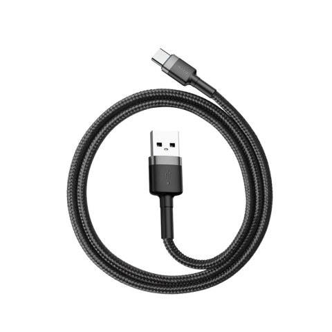 Wytrzymały kabel przewód w oplocie USB do USB-C QC3 0.5m - czarno-szary BASEUS