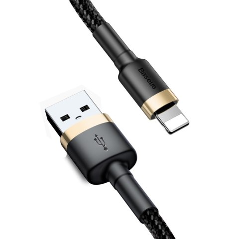 Wytrzymały kabel przewód w oplocie USB do iPhone Lightning QC3 1m - czarno-złoty BASEUS