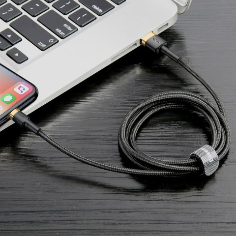 Wytrzymały kabel przewód w oplocie USB do iPhone Lightning QC3 1m - czarno-złoty BASEUS