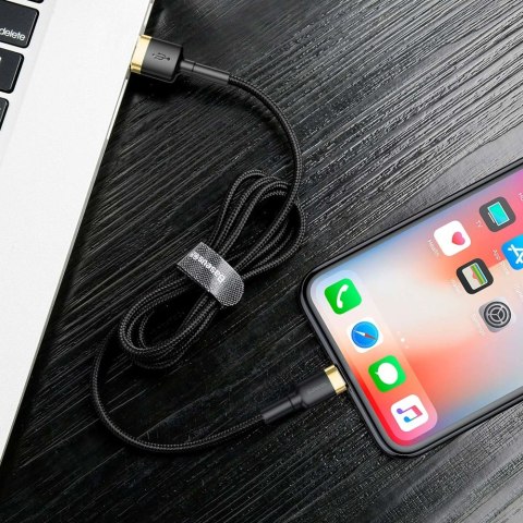 Wytrzymały kabel przewód w oplocie USB do iPhone Lightning QC3 1m - czarno-złoty BASEUS