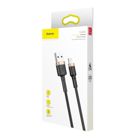 Wytrzymały kabel przewód w oplocie USB do iPhone Lightning QC3 1m - czarno-złoty BASEUS