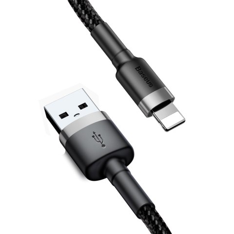 Wytrzymały kabel przewód w oplocie USB do iPhone Lightning QC3 2m - czarny BASEUS