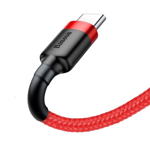 Wytrzymały nylonowy kabel przewód USB - USB-C QC3 3m - czerwony BASEUS