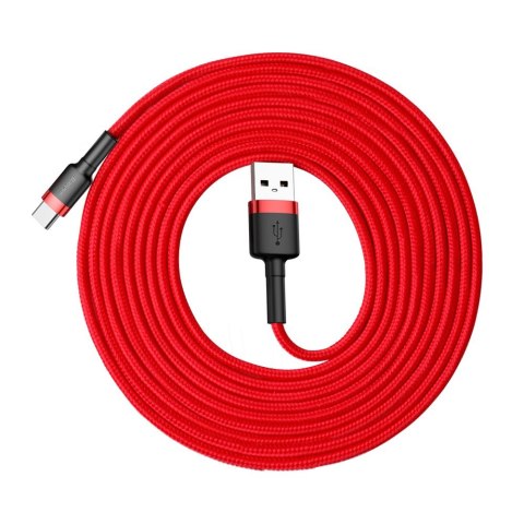 Wytrzymały nylonowy kabel przewód USB - USB-C QC3 3m - czerwony BASEUS