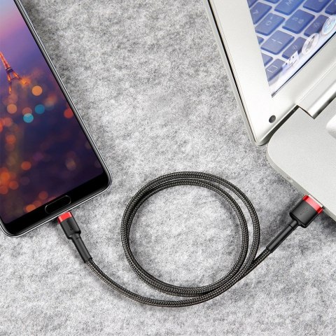 Wytrzymały nylonowy kabel przewód USB - USB-C QC3 3m - czerwony BASEUS