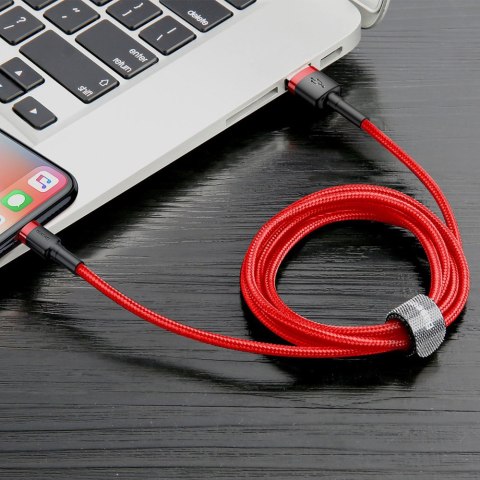 Wytrzymały nylonowy kabel przewód USB - iPhone Lightning QC3 3m - czerwony BASEUS