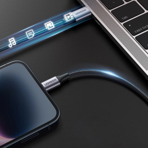 Kabel przewód Lightning - USB-C MFi 1.5 m - szary UGREEN