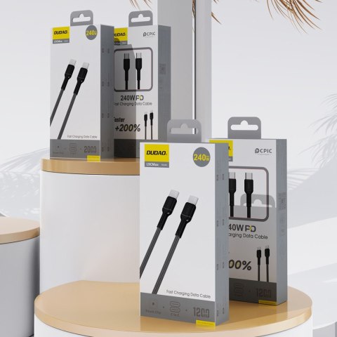 Kabel przewód USB-C PD 240W 1.2m - czarny DUDAO