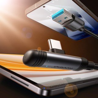 Kabel przewód kątowy USB-A USB-C 3A 1.2m - czarny JOYROOM