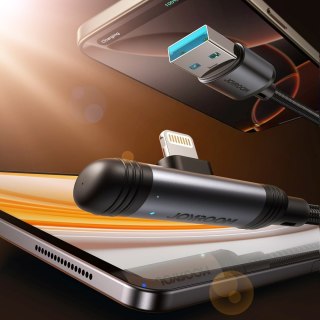 Kabel przewód kątowy USB-A iPhone Lightning 3A 1.2m - czarny JOYROOM
