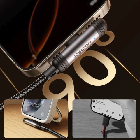 Kabel przewód kątowy USB-A iPhone Lightning 3A 1.2m - czarny JOYROOM
