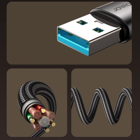 Kabel przewód kątowy USB-A iPhone Lightning 3A 1.2m - czarny JOYROOM