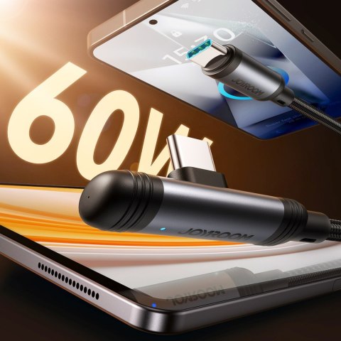 Kabel przewód kątowy USB-C 60W 1.2m - czarny JOYROOM