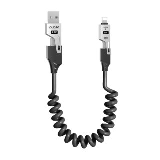 Kabel przewód spiralny 4w1 USB-A / USB-C - Lightning / USB-C - czarny DUDAO