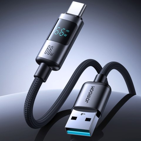 Kabel przewód z wyświetlaczem USB-A - USB-C 66W 1.2m - czarny JOYROOM