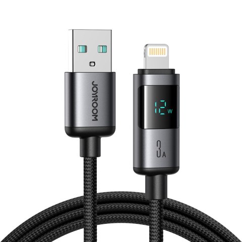 Kabel przewód z wyświetlaczem USB-A - iPhone Lightning 3A 1.2m - czarny JOYROOM