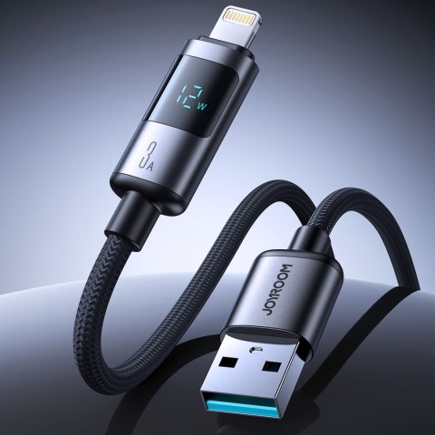 Kabel przewód z wyświetlaczem USB-A - iPhone Lightning 3A 1.2m - czarny JOYROOM