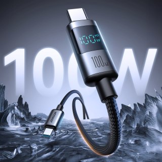 Kabel przewód z wyświetlaczem USB-C 100W 1.2m - czarny JOYROOM