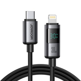 Kabel przewód z wyświetlaczem USB-C - iPhone Lightning 30W 1.2m - czarny JOYROOM