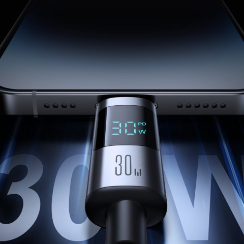 Kabel przewód z wyświetlaczem USB-C - iPhone Lightning 30W 1.2m - czarny JOYROOM