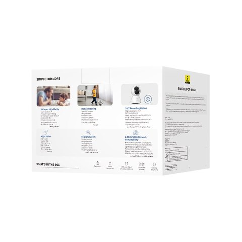 Kamera wewnętrzna Security P1 do monitoringu microSD Wi-Fi 3K - biała BASEUS