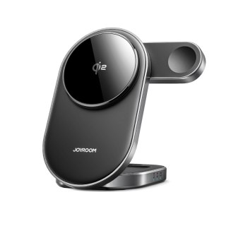Ładowarka indukcyjna bezprzewodowa 3w1 do telefonu zegarka słuchawek Qi 15 W - czarna JOYROOM