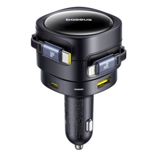 Ładowarka samochodowa USB-C z kablem USB-C iPhone Lightning 90W - czarna BASEUS