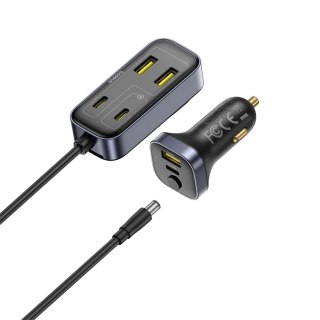Ładowarka samochodowa z przedłużaczem USB-A USB-C 110W 1.5 m - czarna BASEUS