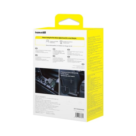 Ładowarka samochodowa z przedłużaczem USB-A USB-C 110W 1.5 m - czarna BASEUS