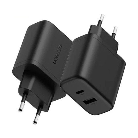 Ładowarka sieciowa X227 GaN USB-A USB-C 20W - czarna UGREEN