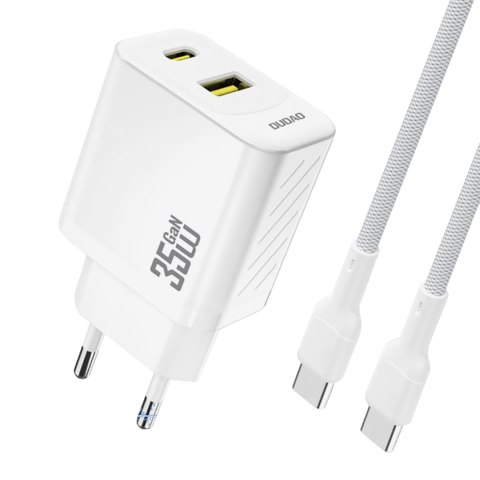 Ładowarka sieciowa z kablem USB-C 1m 35W - biała DUDAO