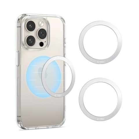 Pierścień blaszka magnetyczna MagSafe do etui smartfona - srebrny Tech-Protect