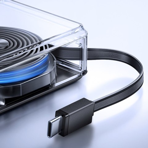 Powerbank 10000mAh 22.5W ze zwijanym kablem USB-C - czarny JOYROOM