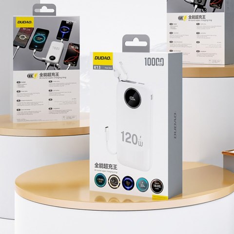 Powerbank K13 Pro 20000mAh z wbudowanym kablem - biały DUDAO