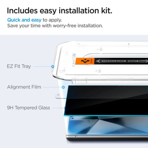 Szkło hartowane prywatyzujące na Samsung Galaxy S24 Ultra Glas.tR EZ Fit Privacy - 2 szt. SPIGEN